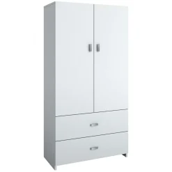 Armoire avec 2 grands tiroirs - blanc