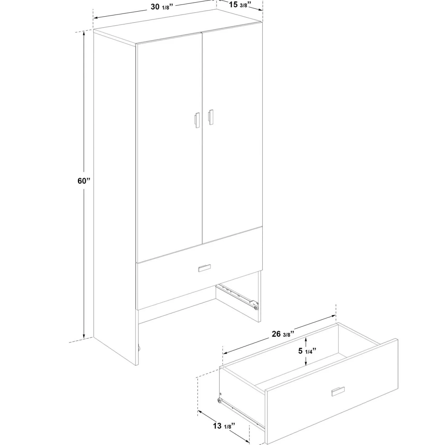 Armoire avec 2 grands tiroirs- naturel