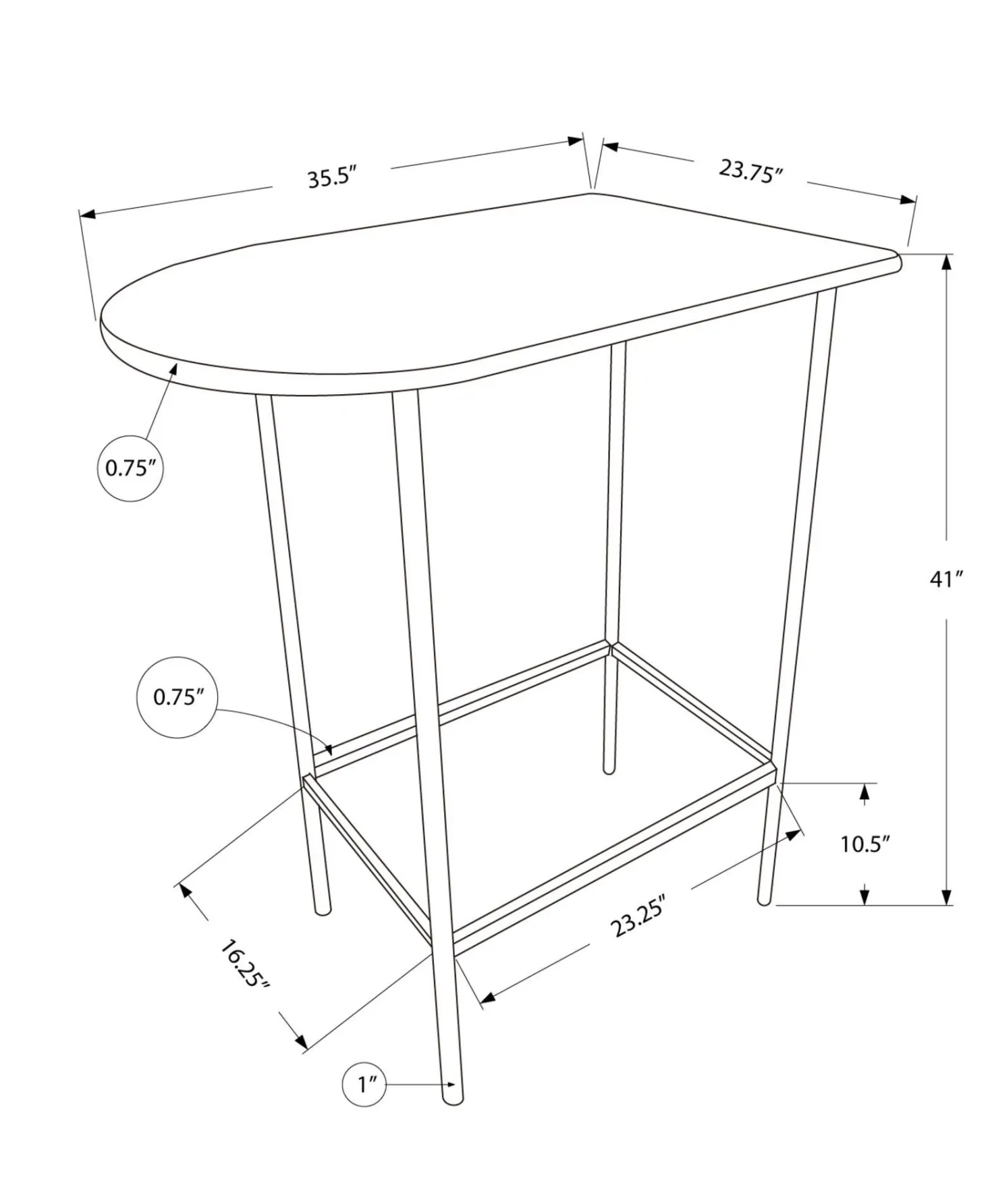 Bar maison - 24"x 36", noir, métal argent gagne-place - Monarch