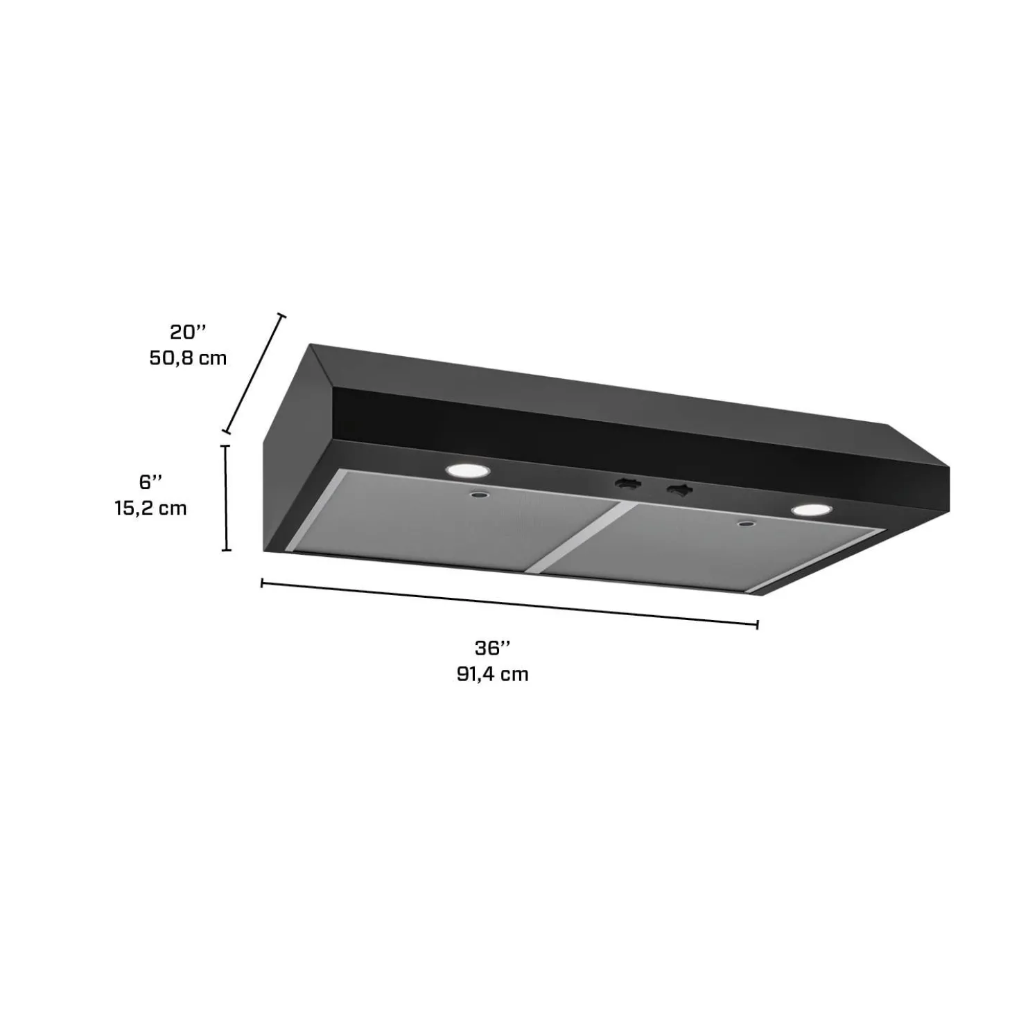 BROAN Hotte Standard Noir 36" , 350 PI3/MIN-GLA1363BL
