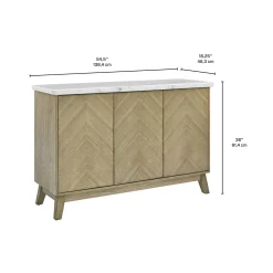 Buffet 3 portes avec plateau en marbre blanc
