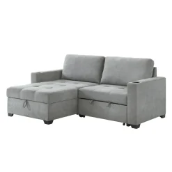 Causeuse convertible compacte réversible avec rangement - gris