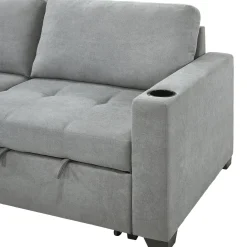 Causeuse convertible compacte réversible avec rangement - gris