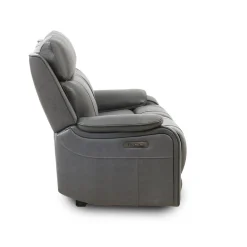 Causeuse inclinable électrique en cuir avec appuis-tête ajustables - gris