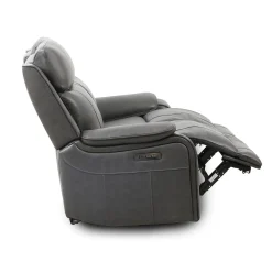 Causeuse inclinable électrique en cuir avec appuis-tête ajustables - gris