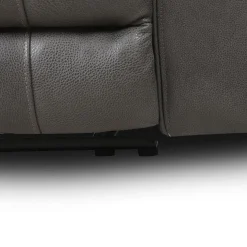 Causeuse inclinable électrique en cuir avec appuis-tête ajustables - gris