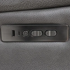 Causeuse inclinable électrique en cuir avec appuis-tête ajustables - gris