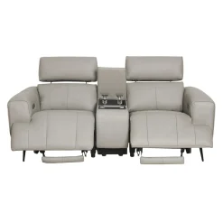 Causeuse électrique inclinable en cuir véritable avec console