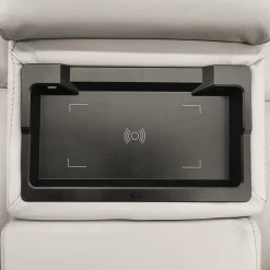 Causeuse électrique inclinable en cuir véritable avec console