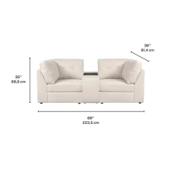 Causeuse modulaire beige avec console - 3 mcx