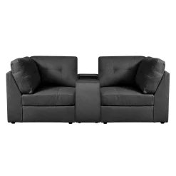 Causeuse modulaire grise avec console - 3 mcx