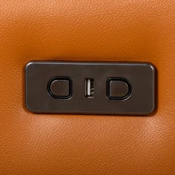 Causeuse modulaire inclinable électrique avec console en cuir véritable - 3 mcx