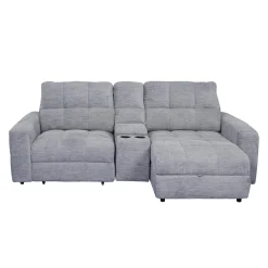 Causeuse modulaire électrique avec siège coulissant à gauche, chaise longue à droite avec rangement et console - 3 mcx