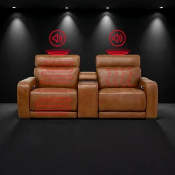 Causeuse modulaire électrique inclinable avec console, haut-parleurs intégrés, massage et chaleur - 3 mcx