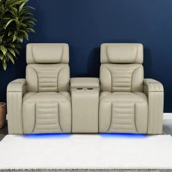 Causeuse modulaire électrique inclinable avec massage, chaleur et console en angle - 3 mcx