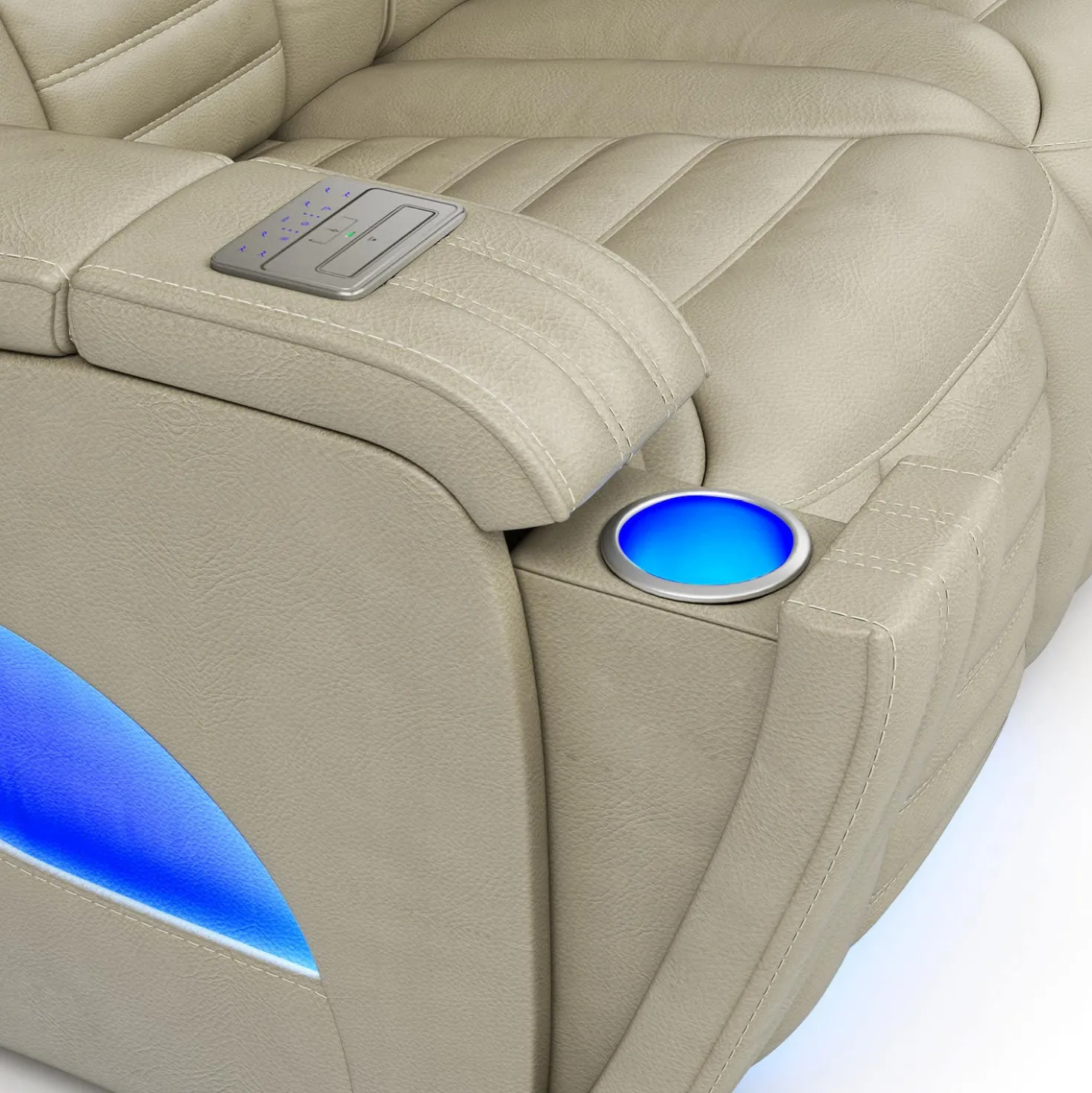 Causeuse modulaire électrique inclinable avec massage, chaleur et console en angle- 3 mcx