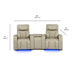 Causeuse modulaire électrique inclinable avec massage, chaleur et console en angle- 3 mcx