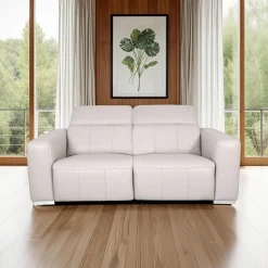 Causeuse modulaire électrique inclinable en cuir véritable avec appui-têtes ajustables – 2 mcx