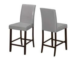 Chaise - 2mcx, simili-cuir gris hauteur comptoir - Monarch