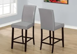 Chaise - 2mcx, simili-cuir gris hauteur comptoir - Monarch