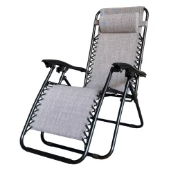 Chaise d’extérieur pliante zéro gravité en textilène - gris