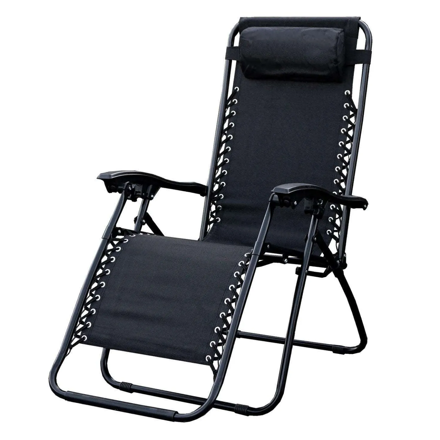 Chaise d’extérieur pliante zéro gravité en textilène - noir