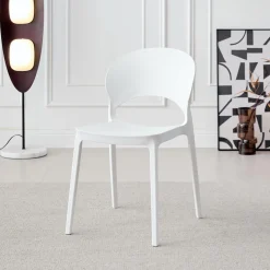 Chaise intérieur/extérieur empilable en résine – blanc