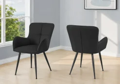 Chaises de cuisine (ensemble de 2) 33 po tissu noir effet suédé - Monarch - Monarch