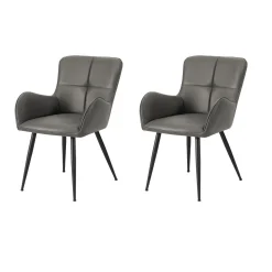 Chaises de cuisine (ensemble de 2) 33 po tissu gris effet cuir - Monarch - Monarch