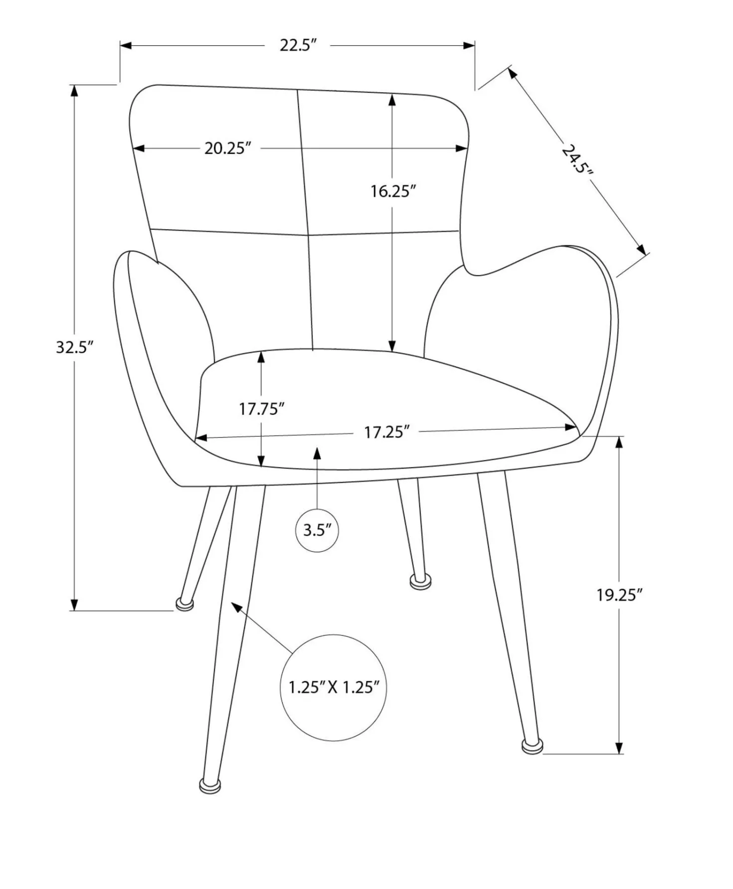 Chaises de cuisine (ensemble de 2) 33 po tissu gris effet cuir - Monarch - Monarch