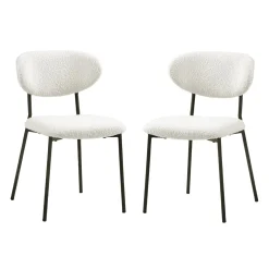 Chaises en tissu bouclé (bte de 2) - blanc