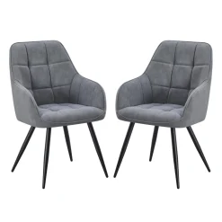 Chaises rembourrées avec accoudoirs (bte de 2) - gris