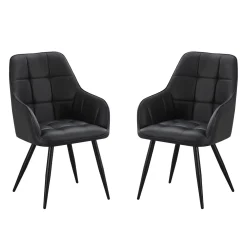 Chaises rembourrées avec accoudoirs (bte de 2) - noir