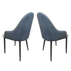 Chaises rembourrées (bte de 2) - beige et bleu-gris