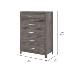Chiffonnier 5 tiroirs - gris