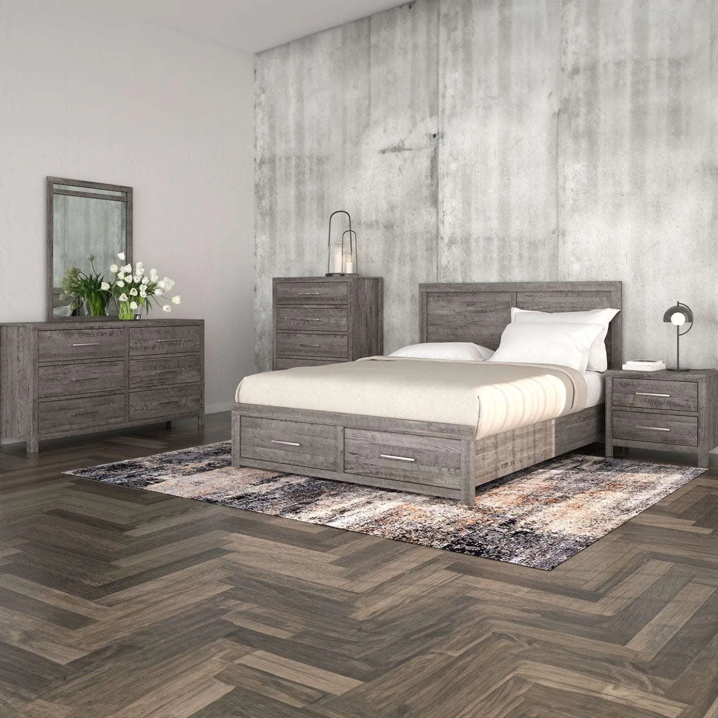Commode 6 tiroirs - gris