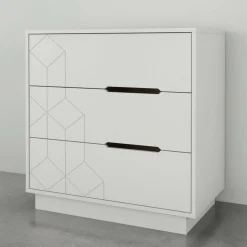 Commode 3 tiroirs, blanc - Nexera