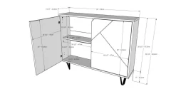 Console de rangement 2 portes slim, noir - Nexera