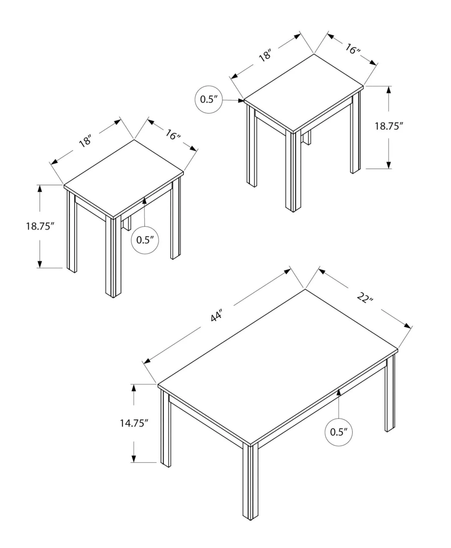 Ens de tables - 3mcx, espresso - Monarch
