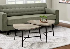 Ens de tables - 2mcx, faux bois taupe, métal noir - Monarch