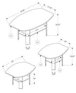 Ens de tables - 3mcx, gris industriel - Monarch