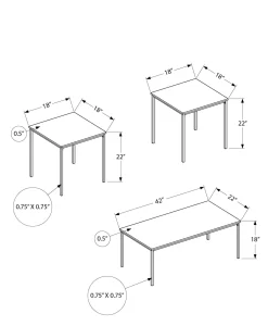 Ens de tables - 3mcx, gris, métal noir - Monarch