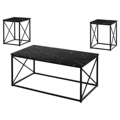 Ens de tables - 3mcx, marbre noir, métal noir - Monarch