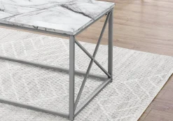 Ens de tables - 3mcx, marbre blanc, métal argent - Monarch