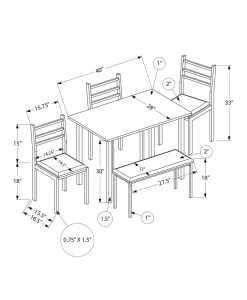 Ens salle à manger - 5mcx, dessus blanc, métal blanc