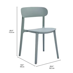 Ensemble à dîner d'extérieur en résine avec 1 table ronde et 4 chaises empilables - gris