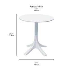 Ensemble à dîner d'extérieur en résine avec 1 table ronde et 4 chaises empilables - blanc