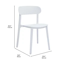Ensemble à dîner d'extérieur en résine avec 1 table ronde et 4 chaises empilables - blanc