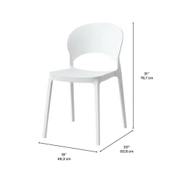 Ensemble à dîner intérieur/extérieur en résine avec table ronde et 2 chaises empilables - blanc