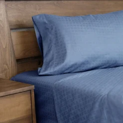 Ensemble de draps double en microfibre - bleu